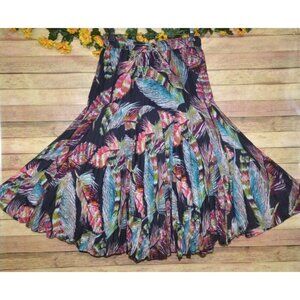 Mix Nouveau Colorful Feathers Maxi Skirt Size M Gypsy Boho Festival Art to Wear